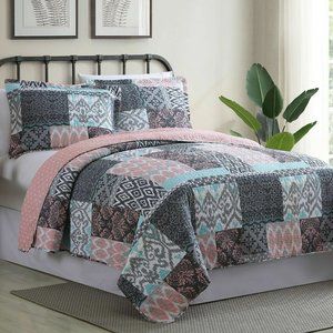 Modern Threads Reversible 2-piece 100% Cotton Quilt Set - Twin